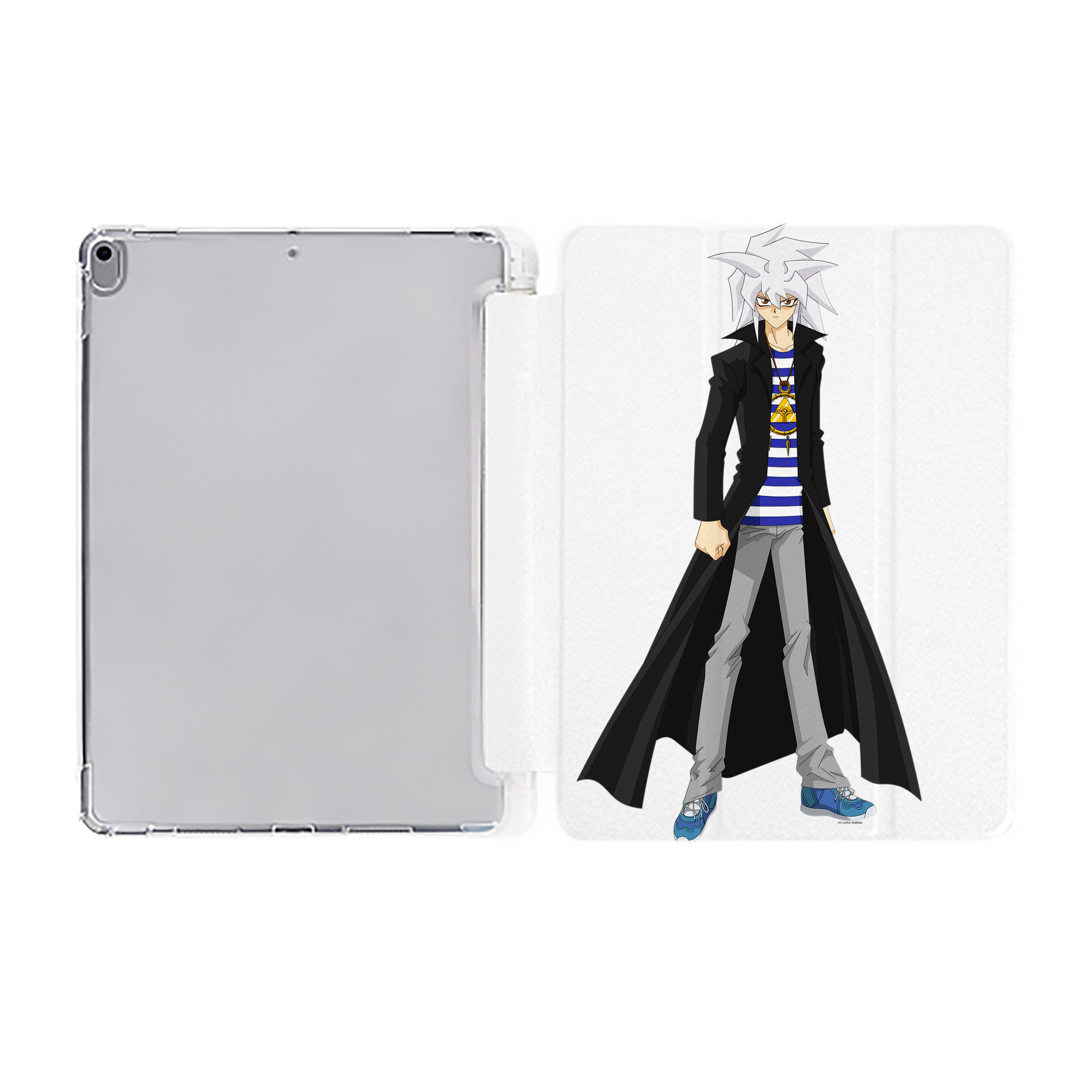 （画像用） 遊☆戯☆王 Yu-Gi-Oh! IPad ケース ペン収納付き 三つ折りスタンド PUレザー×シリコン 対応機種9.5/10.5/10.9インチ
